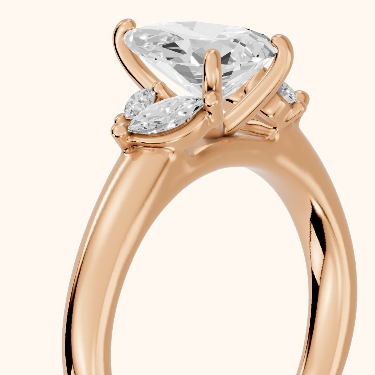 Napa Leaf Cluster Pear Diamond Engagement Ring in Rose Gold - slant-view.webp