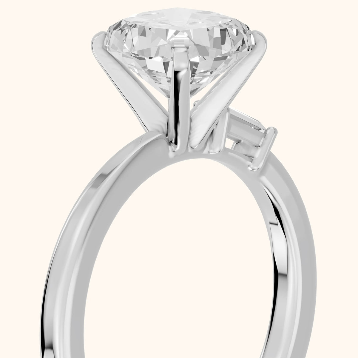 Donatella Baguette Cushion Diamond Engagement Ring in Platinum - slant-view.webp