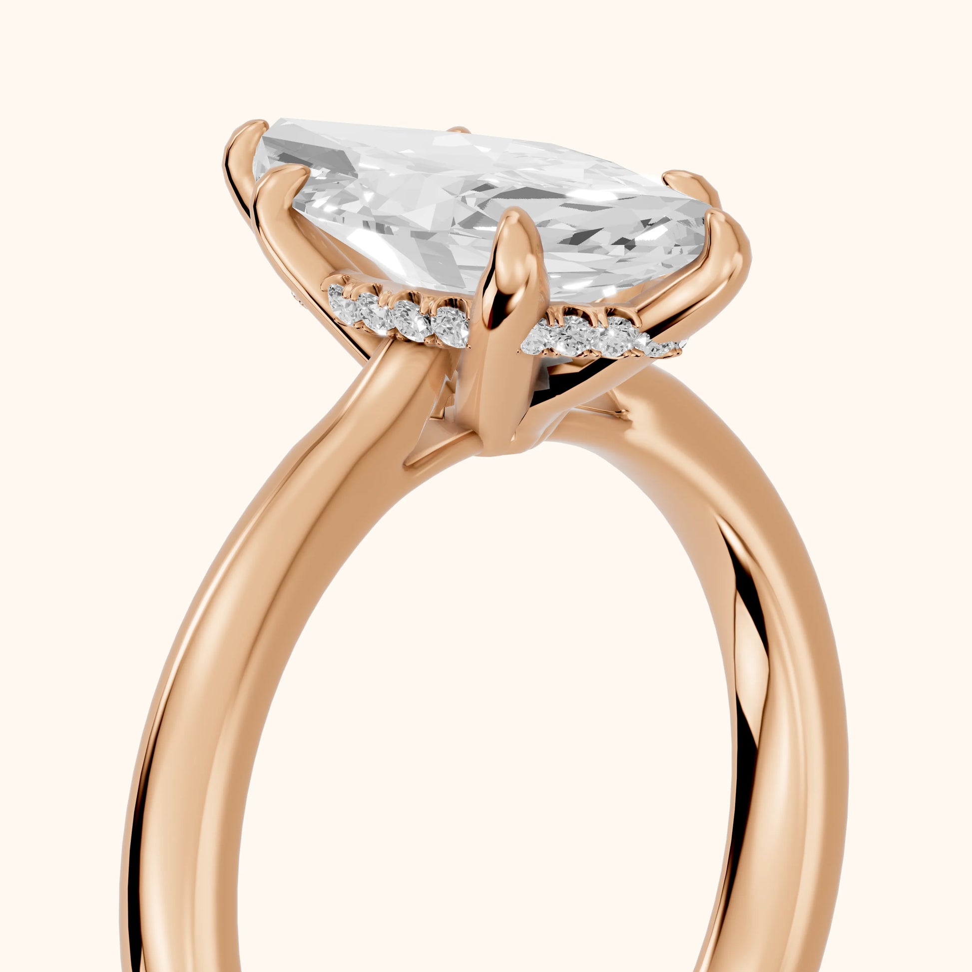 Mena Hidden Halo Marquise Diamond Engagement Ring in Rose Gold - slant-view.webp