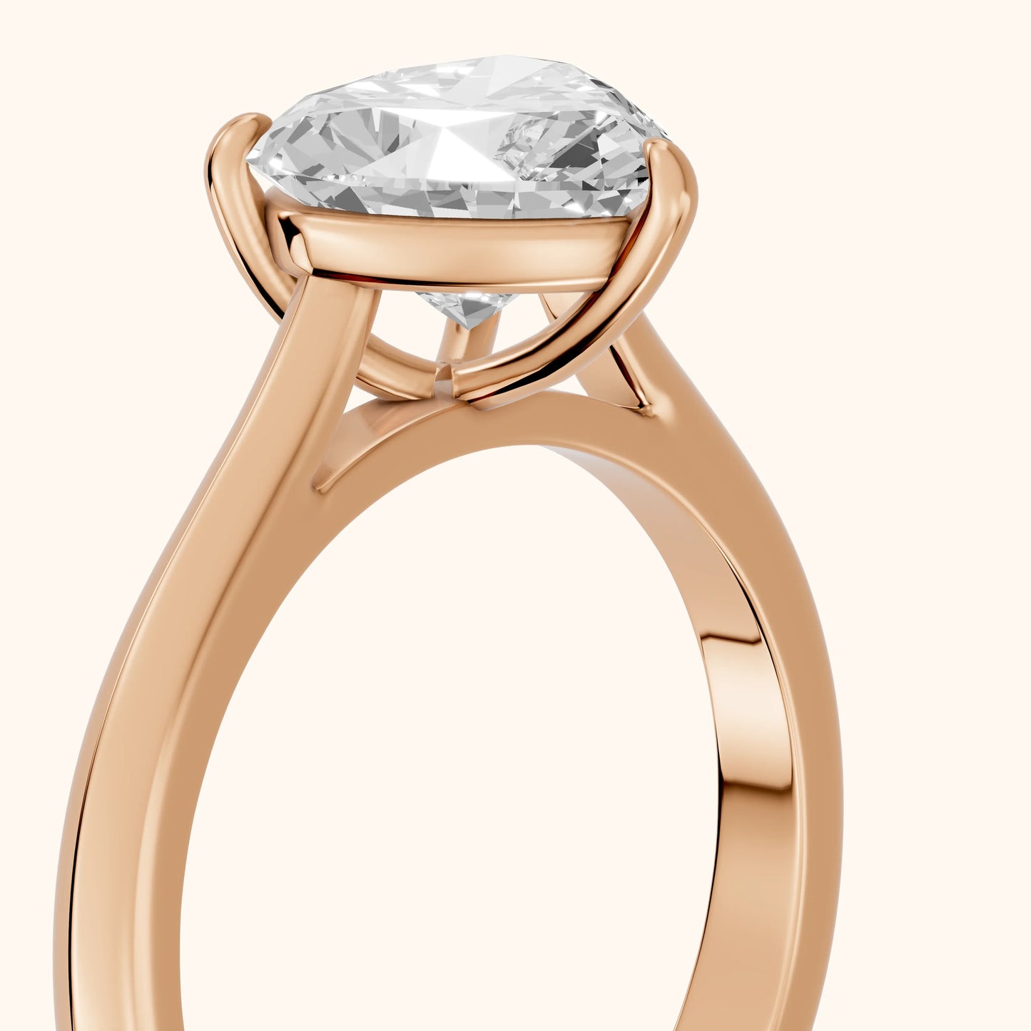 Kalia Knife Edge Solitaire Heart Diamond Engagement Ring in Rose Gold - slant-view.webp