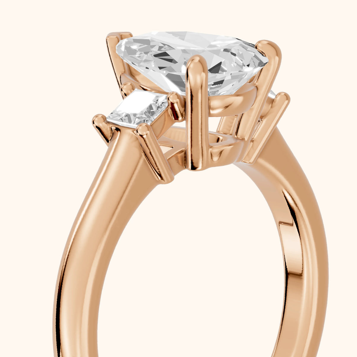 Brenna Three-Stone Pear Diamond Engagement Ring in Rose Gold - slant-view.webp
