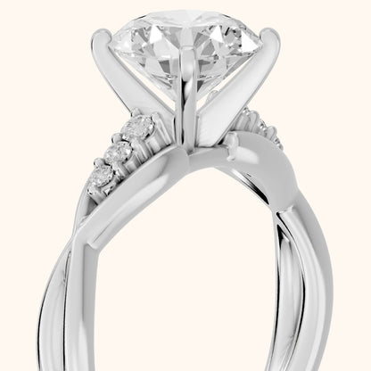 Stefania Twist Round Diamond Engagement Ring in Platinum - slant-view.webp