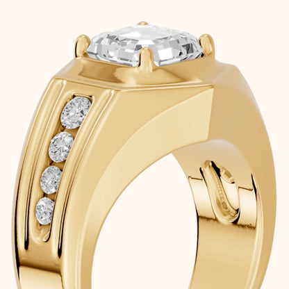 Cody Statement Channel Set Asscher Diamond Engagement Ring in Yellow Gold - slant-view.webp