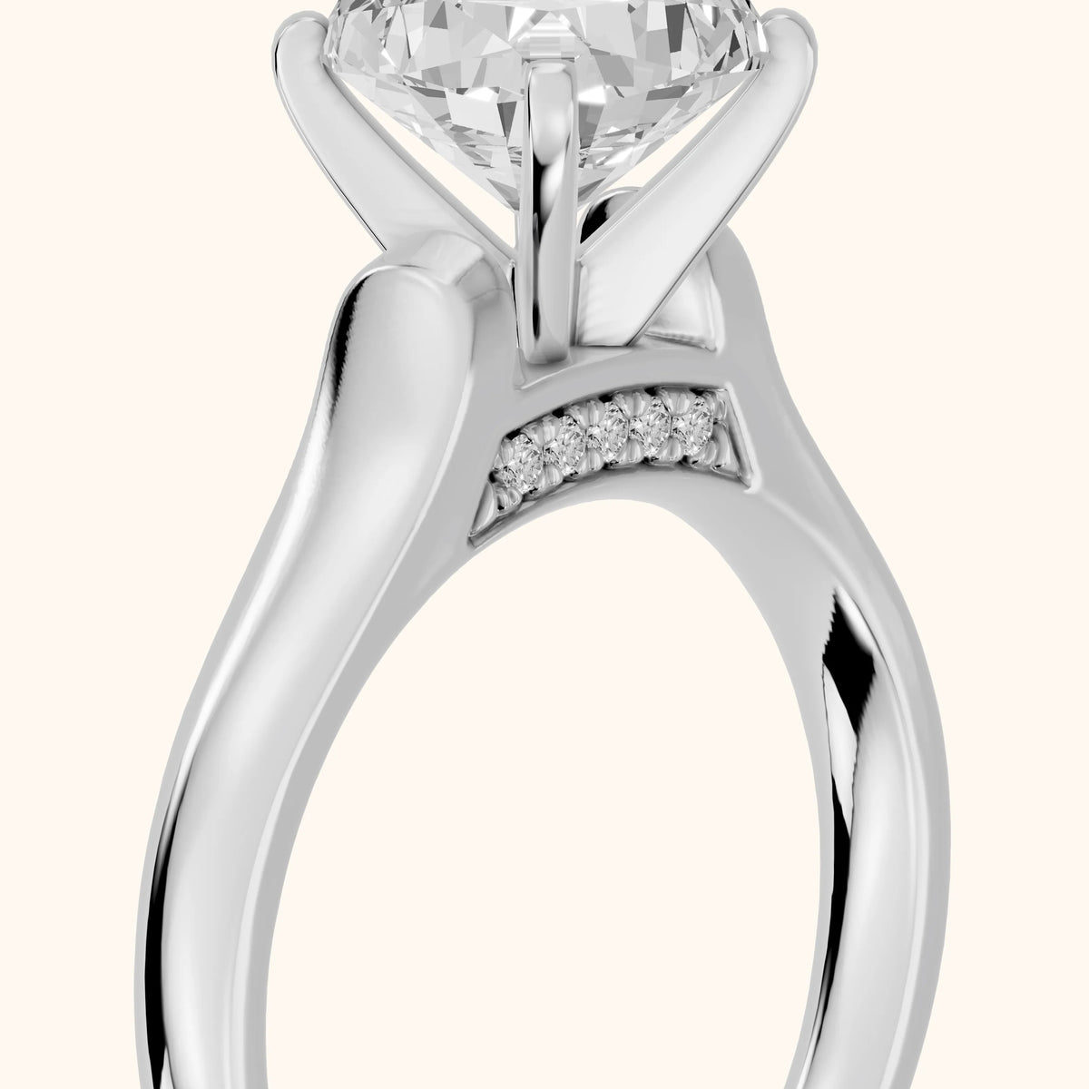 Avril Cathedral Cushion Diamond Engagement Ring in Silver - slant-view.webp