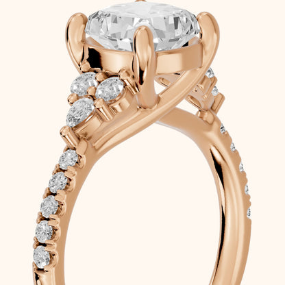 Alta Pavé Cluster Cushion Diamond Engagement Ring in Rose Gold - slant-view.webp