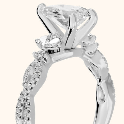 Neva Infinity Twist Pear Diamond Engagement Ring in Silver - slant-view.webp