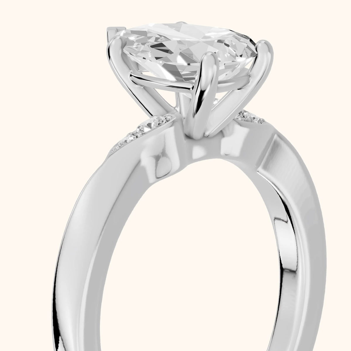 Annabelle Leaf Pavé Pear Diamond Engagement Ring in Platinum - slant-view.webp