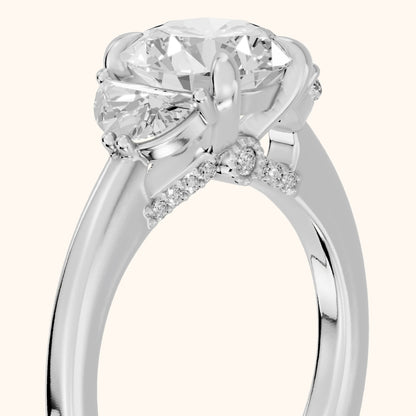 Salida Half-Moon Three-Stone Round Diamond Engagement Ring in Platinum - slant-view.webp