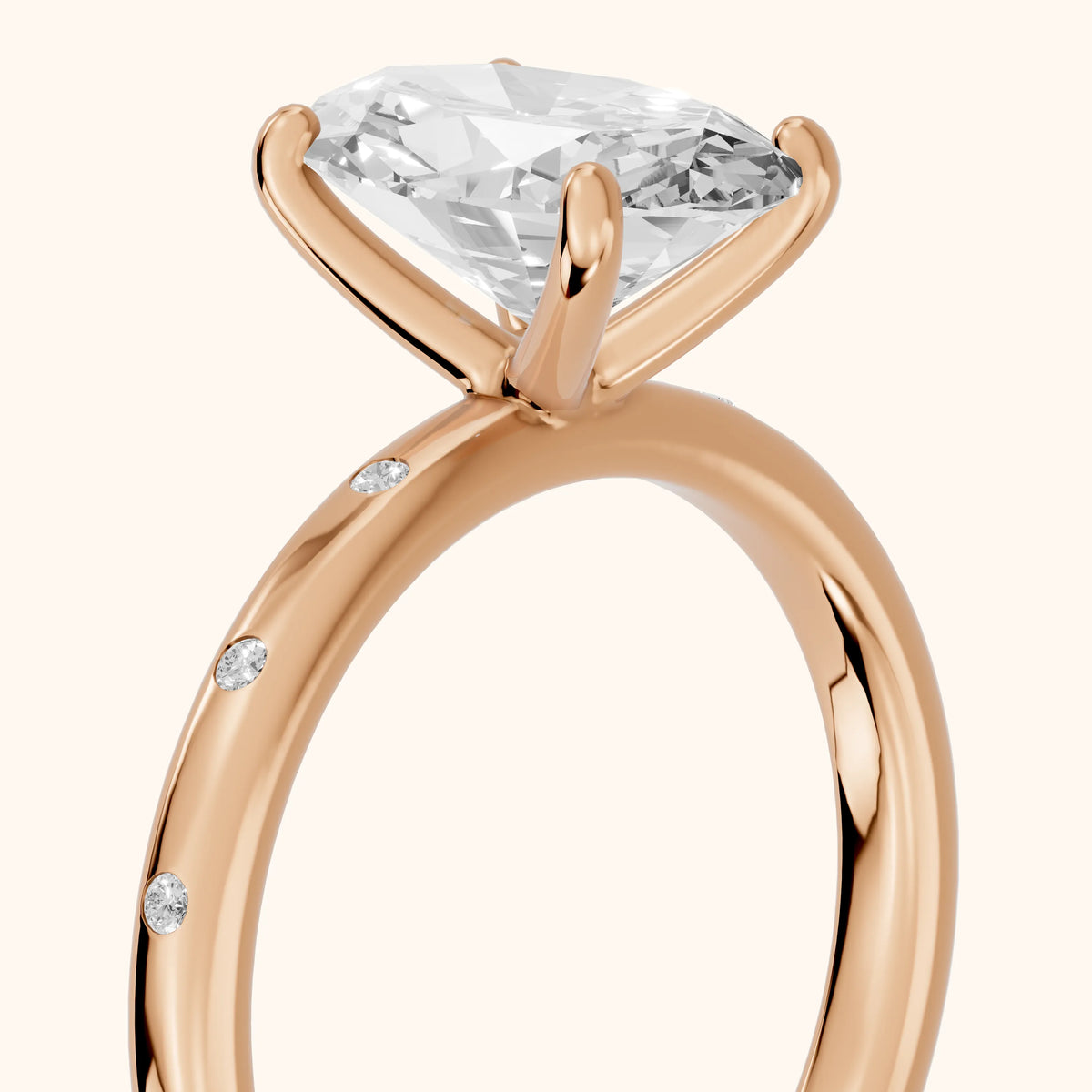 Dulcie Flush-Set Oval Diamond Engagement Ring in Rose Gold - slant-view.webp