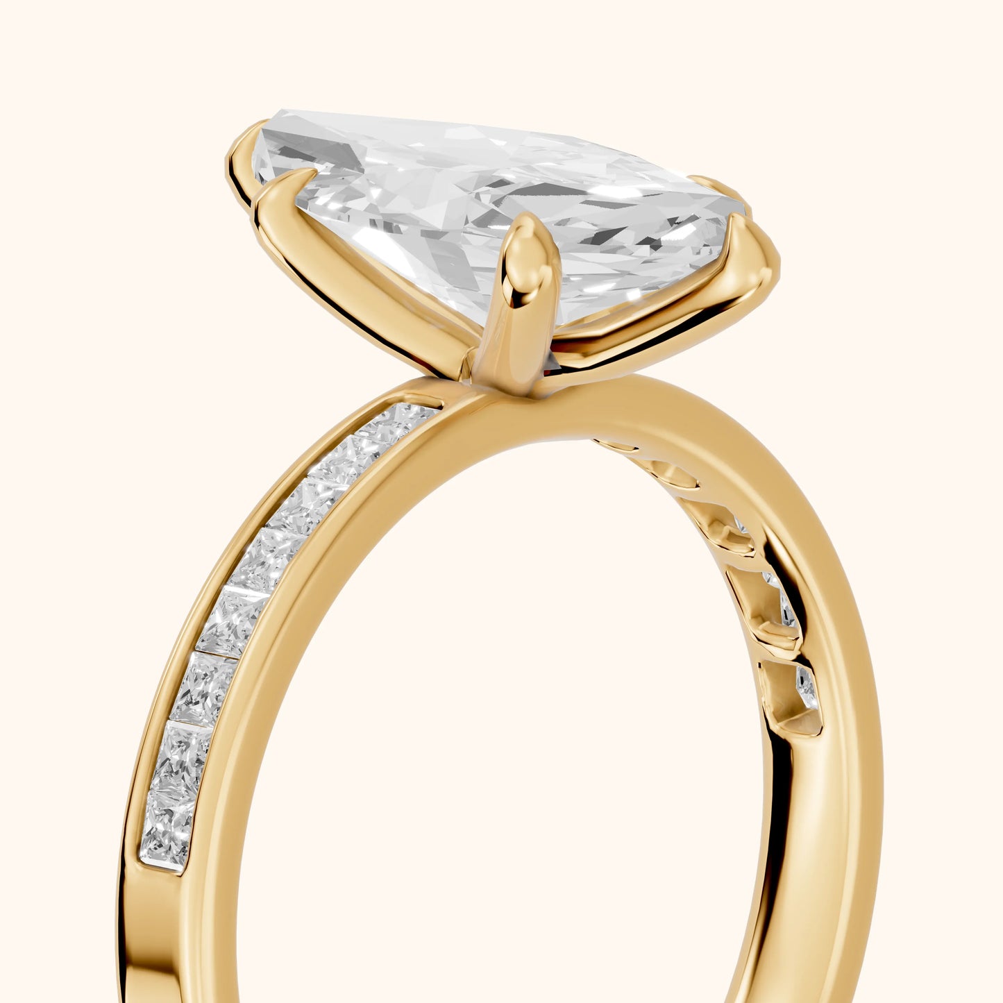 Maren Sidestone Channel Set Marquise Diamond Engagement Ring in Yellow Gold - slant-view.webp