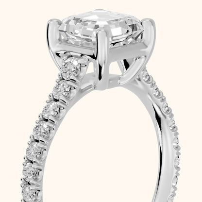 Una Cathedral Pavé Asscher Diamond Engagement Ring in White Gold - slant-view.webp