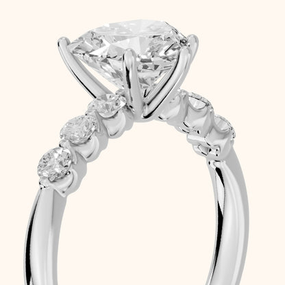 Vienna Floating Five-Stone Heart Diamond Engagement Ring in Platinum - slant-view.webp