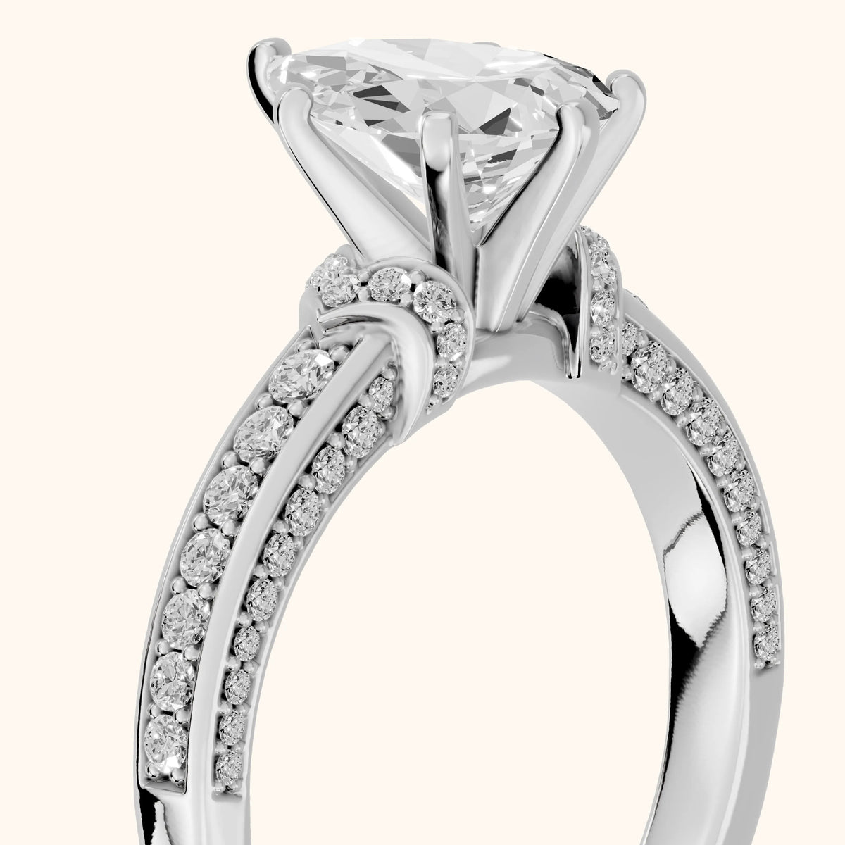 Anabelle Statement Pavé Pear Diamond Engagement Ring in White Gold - slant-view.webp