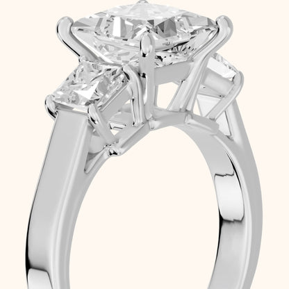 Leah Wide Band Three-Stone Princess Diamond Engagement Ring in Platinum - slant-view.webp