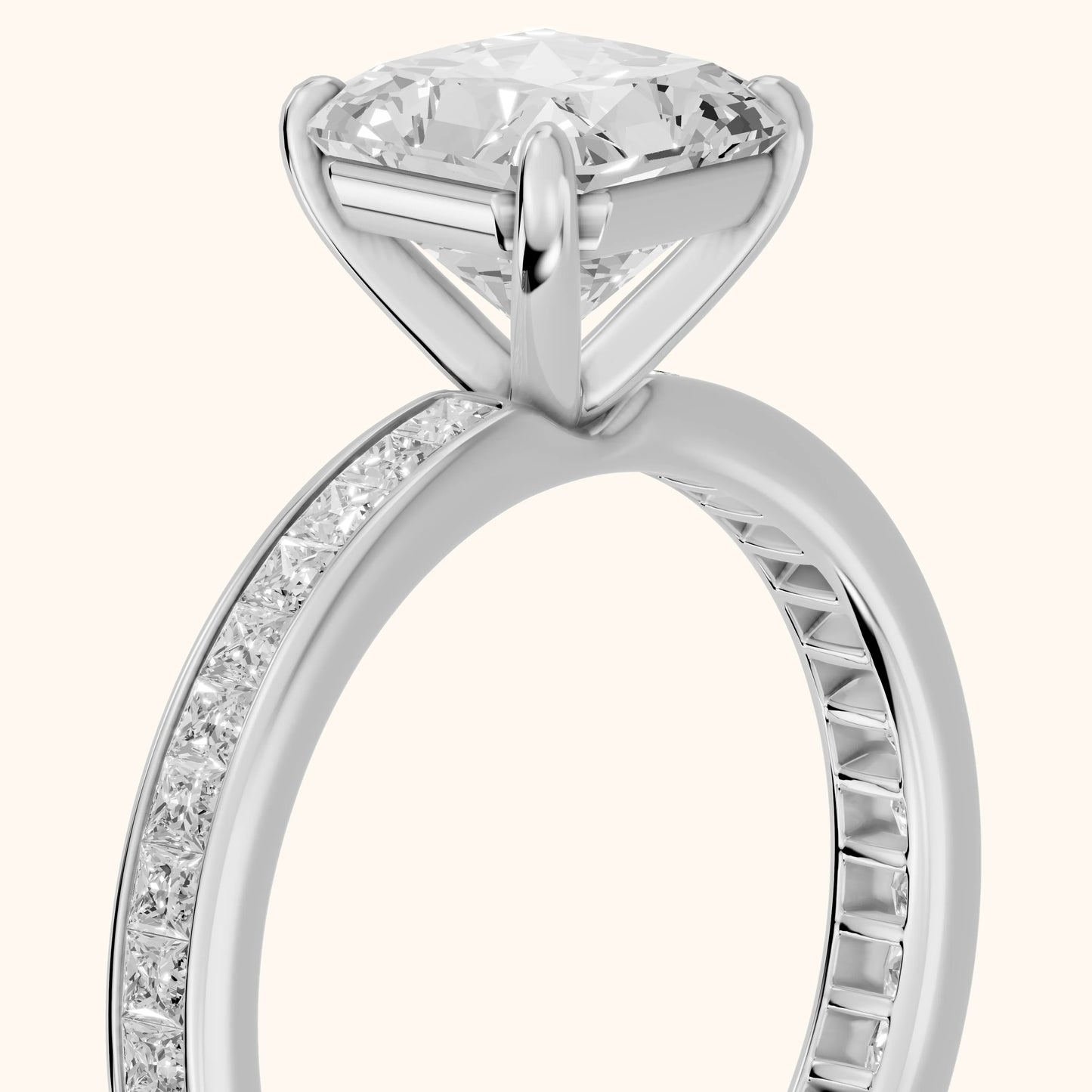 Brielle Channel Set Solitaire Radiant Diamond Ring in White Gold - slant-view.webp