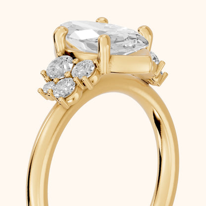 Hannah Cluster Marquise Diamond Engagement Ring in Yellow Gold - slant-view.webp