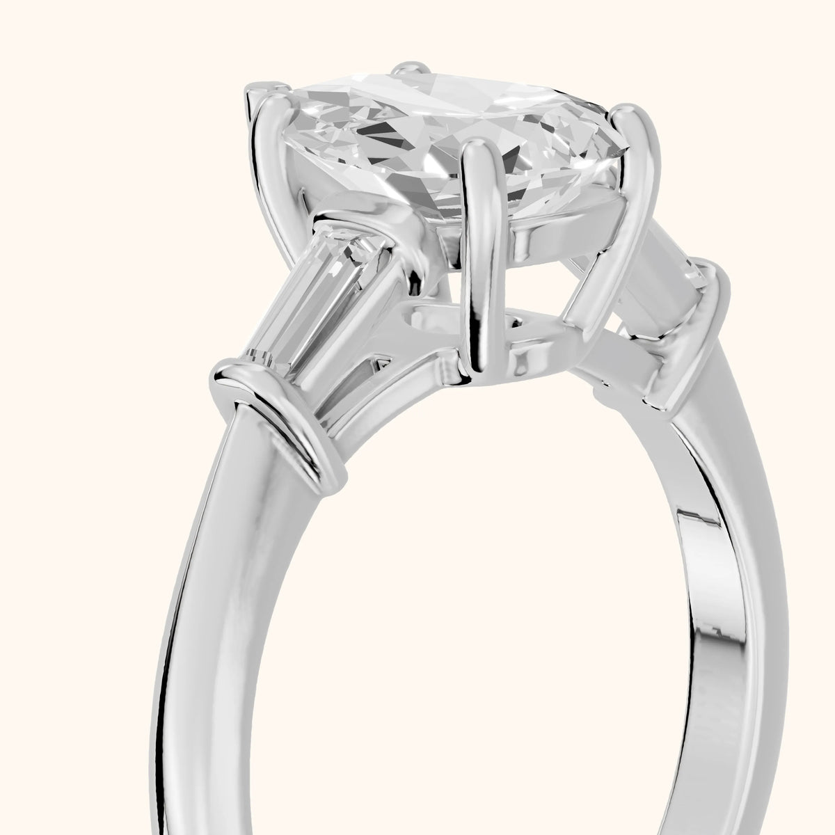 Abby Baguette Three-Stone Pear Diamond Engagement Ring in White Gold - slant-view.webp