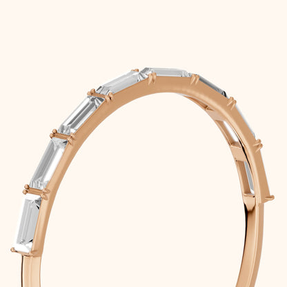 Gaia Bar Set Baguette Diamond Half Eternity Band in Rose Gold - slant-view
