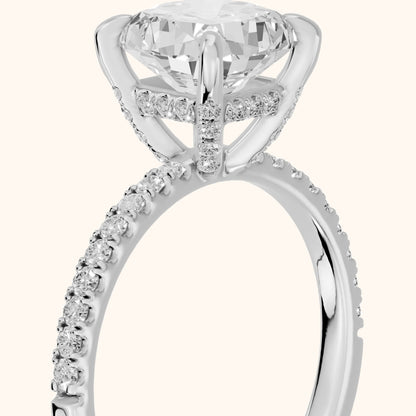 Beth Hidden Halo Pavé Cushion Diamond Engagement Ring in Silver - slant-view.webp