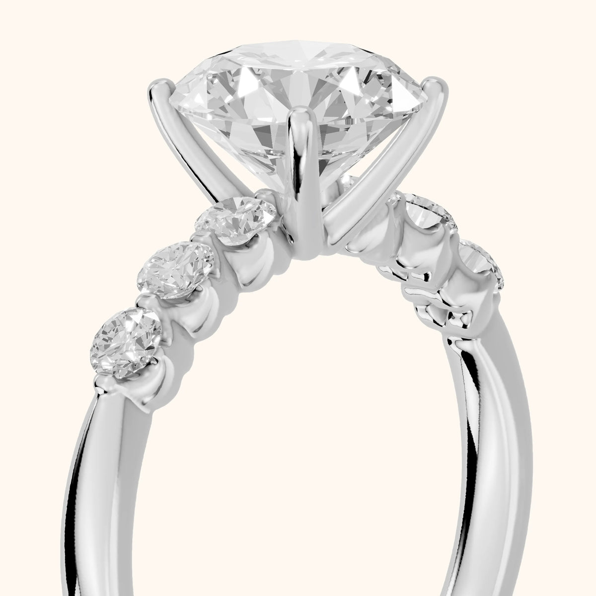 Vienna Floating Five-Stone Round Diamond Engagement Ring in Platinum - slant-view.webp