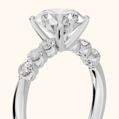 Vienna Floating Five-Stone Round Diamond Engagement Ring in Platinum - slant-view.webp