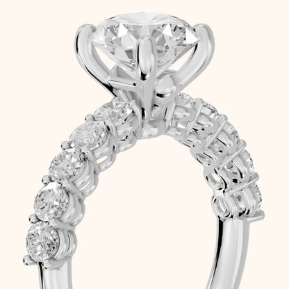 Sterling Statement Pavé Round Diamond Engagement Ring in Silver - slant-view.webp