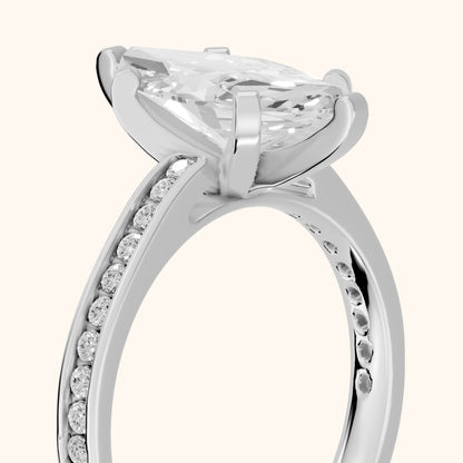 Tessa Solitaire Channel Set Marquise Diamond Engagement Ring in White Gold - slant-view.webp