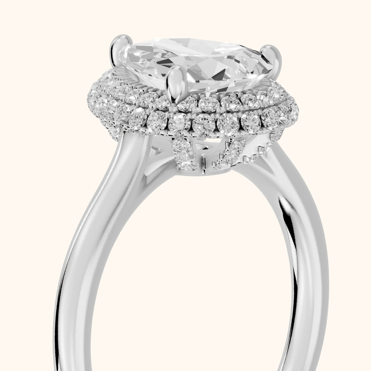 Destin Halo Micropavé Pear Diamond Engagement Ring in White Gold - slant-view.webp