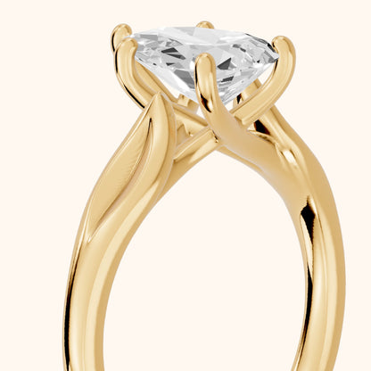 Lauretta Leaf Solitaire Pear Diamond Engagement Ring in Yellow Gold - slant-view.webp