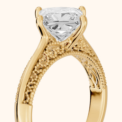Gillian Vintage Split Shank Princess Diamond Engagement Ring in Yellow Gold - slant-view.webp