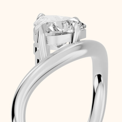 Katherine East-West Bypass Heart Diamond Engagement Ring in Platinum - slant-view.webp