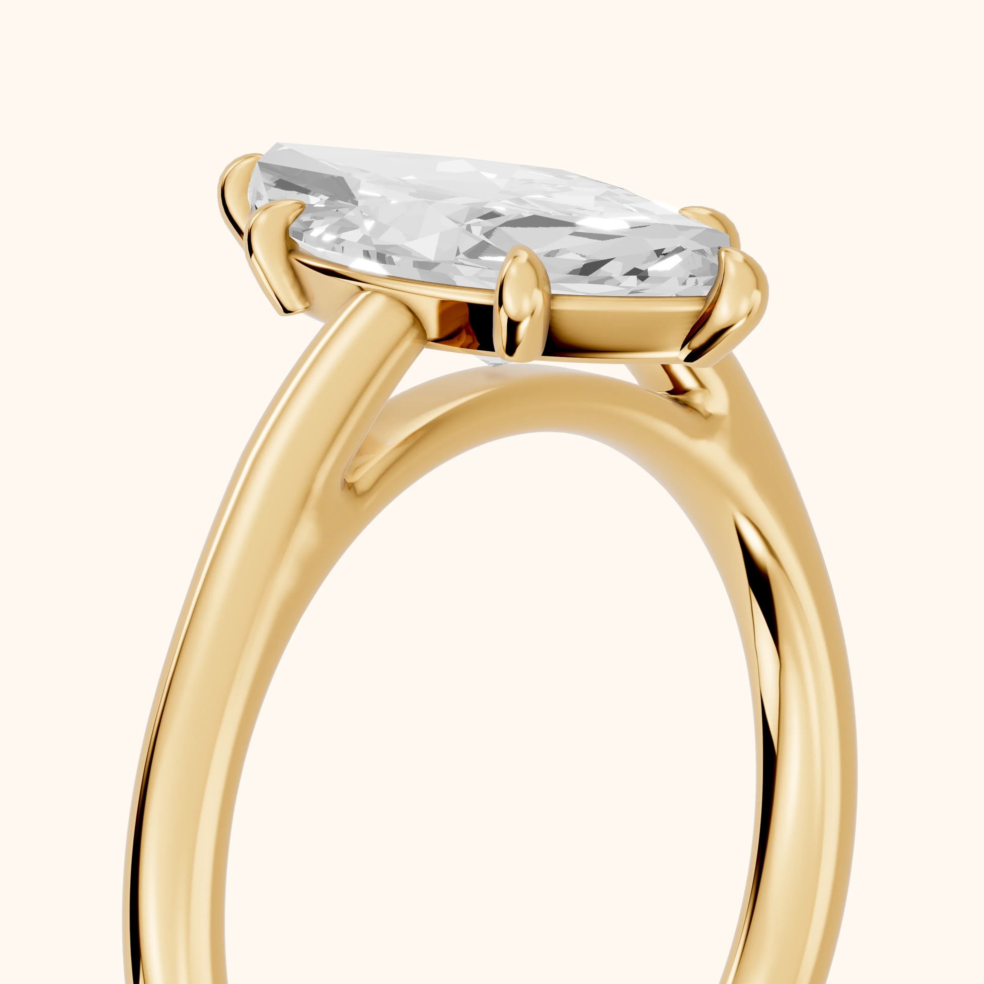 Sadie Cathedral Solitaire Marquise Diamond Ring in Yellow Gold - slant-view.webp