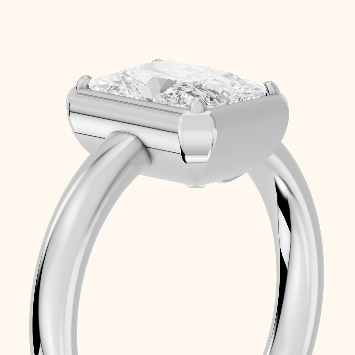 Alina Bezel Solitaire Radiant Diamond Engagement Ring in Silver - slant-view.webp