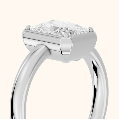 Alina Bezel Solitaire Radiant Diamond Engagement Ring in Silver - slant-view.webp
