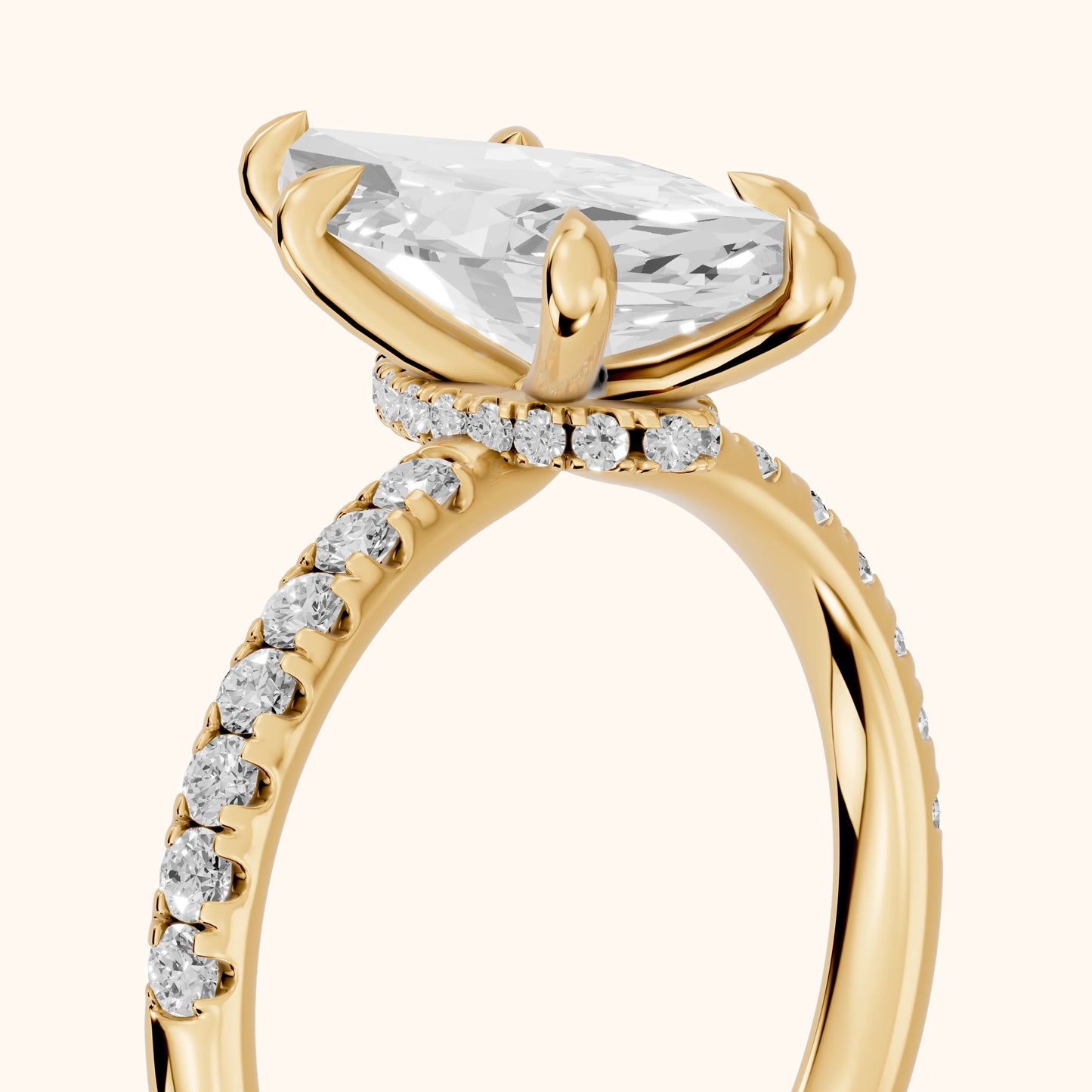 Maya Hidden Halo Pavé Marquise Diamond Engagement Ring in Yellow Gold - slant-view.webp