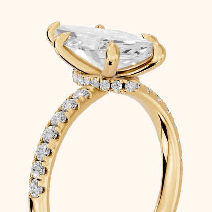 Maya Hidden Halo Pavé Marquise Diamond Engagement Ring in Yellow Gold - slant-view.webp