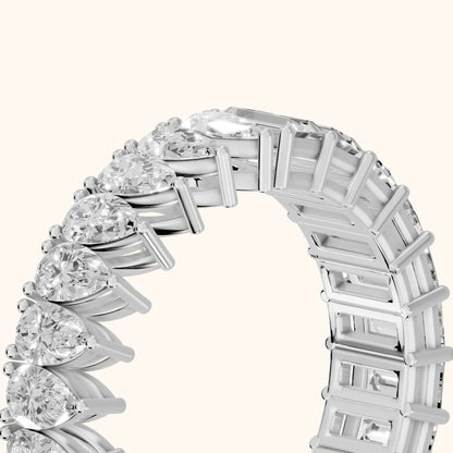 Nuria Shared Prong Pear & Baguette Diamond Eternity Band in Silver - slant-view