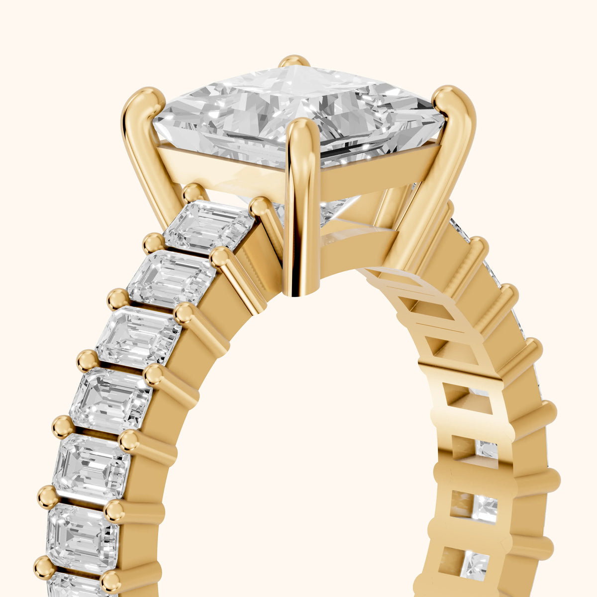 Mallory Shared Prong Princess Diamond Engagement Ring in Yellow Gold - slant-view.webp