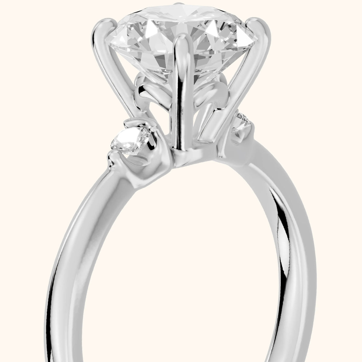 Teodora Floating Three-Stone Round Diamond Engagement Ring in Silver - slant-view.webp
