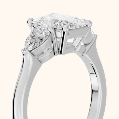 Sophia Three-Stone Radiant Diamond Engagement Ring in White Gold - slant-view.webp