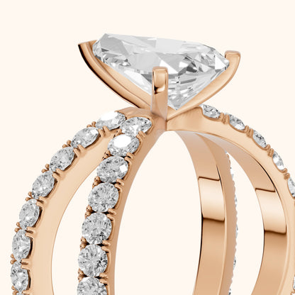 Lior Criss Cross Pavé Pear Diamond Engagement Ring in Rose Gold - slant-view.webp