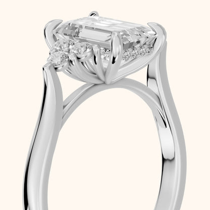 Anya Sidestone Cluster Emerald Diamond Ring in Platinum - slant-view.webp