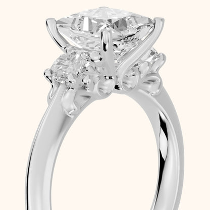 Lea Filigree Three-Stone Princess Diamond Engagement Ring in Silver - slant-view.webp