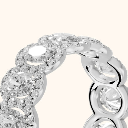 Delphine Pavé Oval Diamond Eternity Band in Silver - slant-view