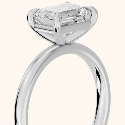 Solvang East-West Solitaire Emerald Diamond Engagement Ring in White Gold - slant-view.webp