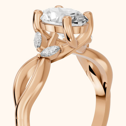 Luna Glow Twisted Oval Diamond Engagement Ring in Rose Gold - slant-view.webp