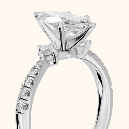 Alethea Three-Stone Pavé Marquise Diamond Engagement Ring in White Gold - slant-view.webp