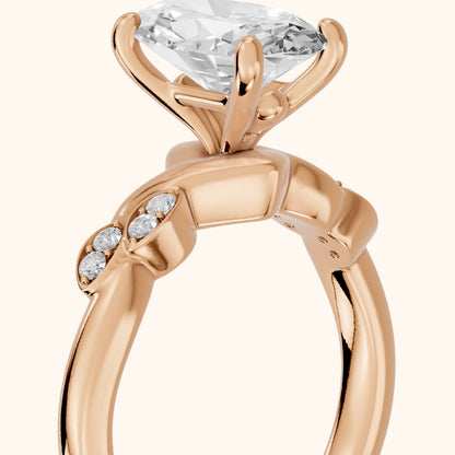 Robin Leaf Twist Oval Diamond Engagement Ring in Rose Gold - slant-view.webp