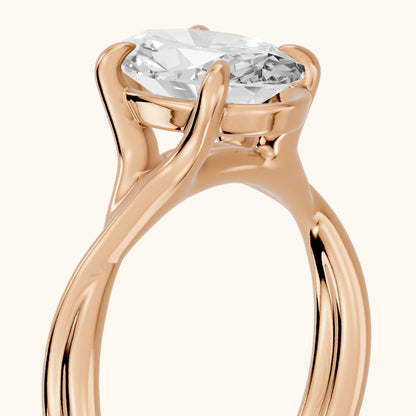 Rosa Twist Solitaire Oval Diamond Engagement Ring in Rose Gold - slant-view.webp