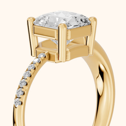 Rosie Solitaire Basket Radiant Diamond Engagement Ring in Yellow Gold - slant-view.webp